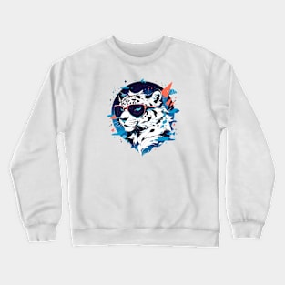 A fancy snow leopard ready for summer Crewneck Sweatshirt